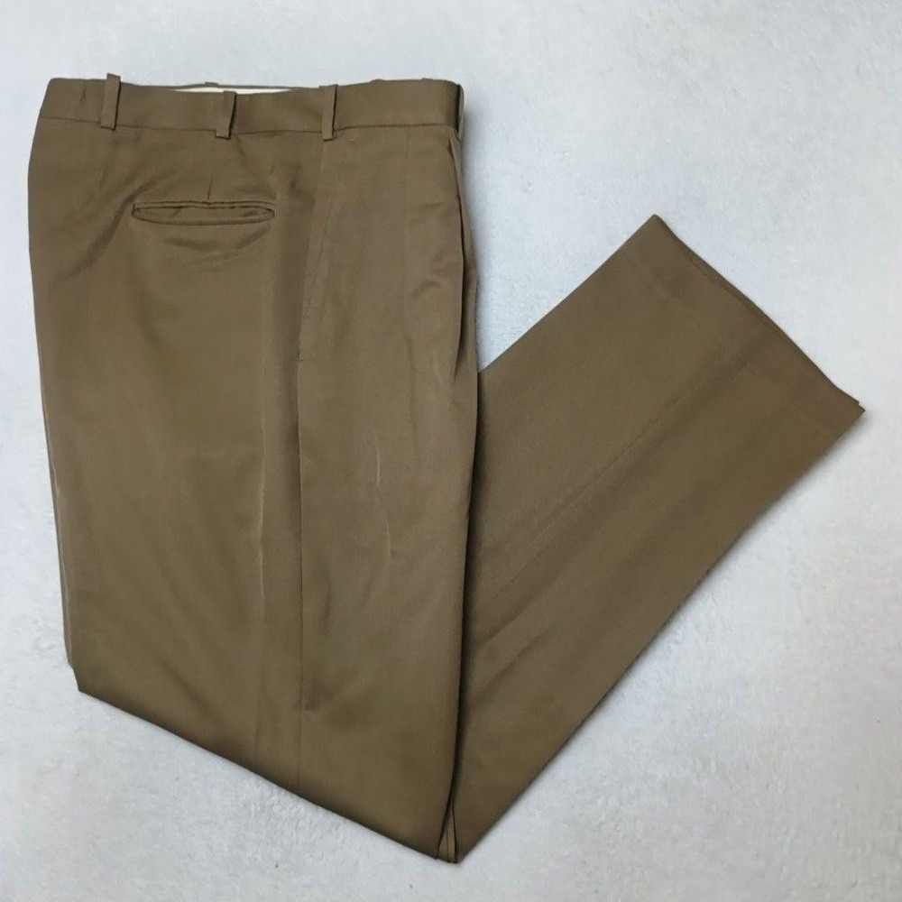 Vintage Nordstrom Pants Mens 36x32 Brown Wool Pleated Lined Dress Slacks USA